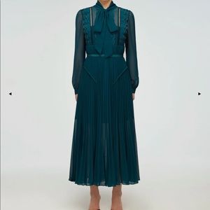 Teal Chiffon Scallop Midi Dress